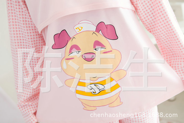<em>批发女人</em>春<em>秋季</em>纯棉<em>睡衣女士</em>可爱猪仔长袖休闲