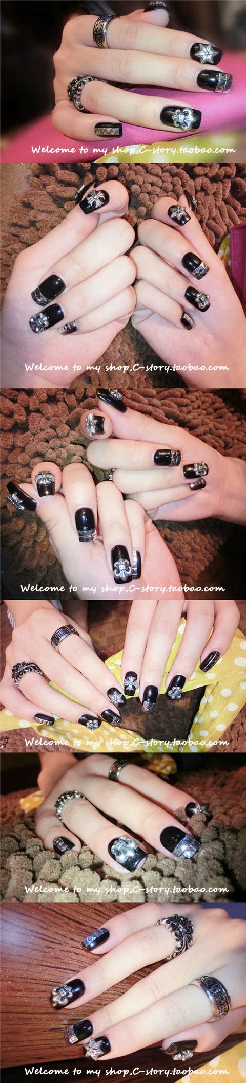 Chrome Hearts克羅心拷銀十字軍花潮人美甲貼diy