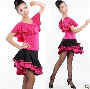 瑜伽服-W028新款拉丁舞表演<em>服装</em>练功服大荷叶