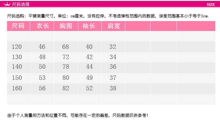 小熊款尺寸表