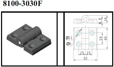8100-3030F 塑料合页尺寸图