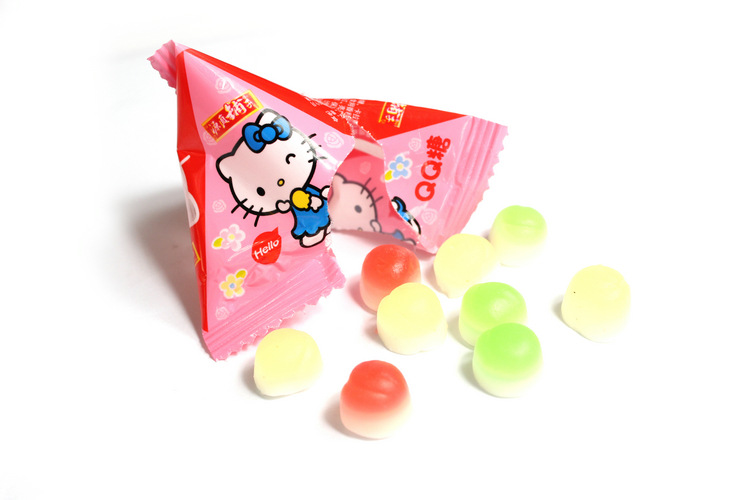 【三角包hellokitty水果味QQ糖 散装水晶糖 休闲