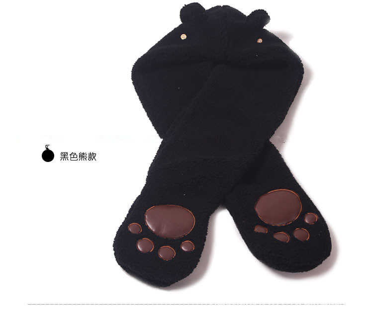 毛绒玩具 厂家批发 熊猫帽子围巾手套 三合一 冬