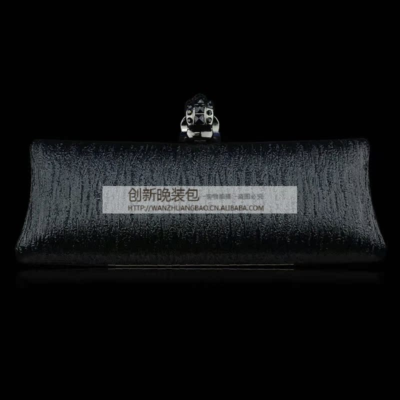 树皮纹硬盒骷髅头手抓包黑色