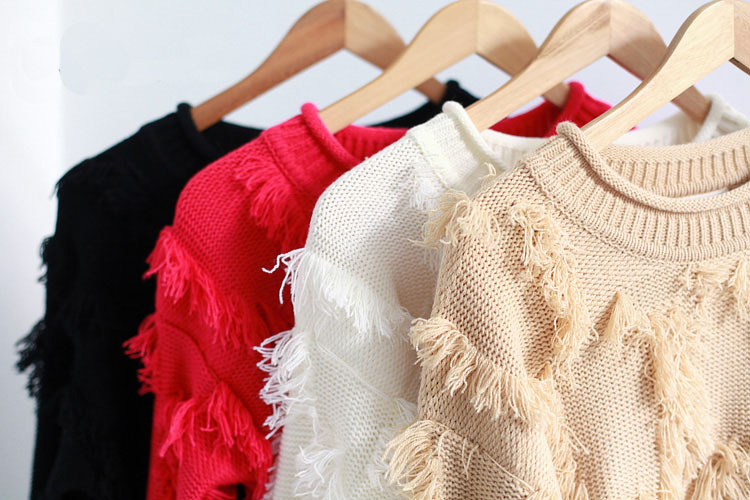 批发采购女式<em>毛衣</em>-新款小<em>流苏毛衣 套头</em>长袖针