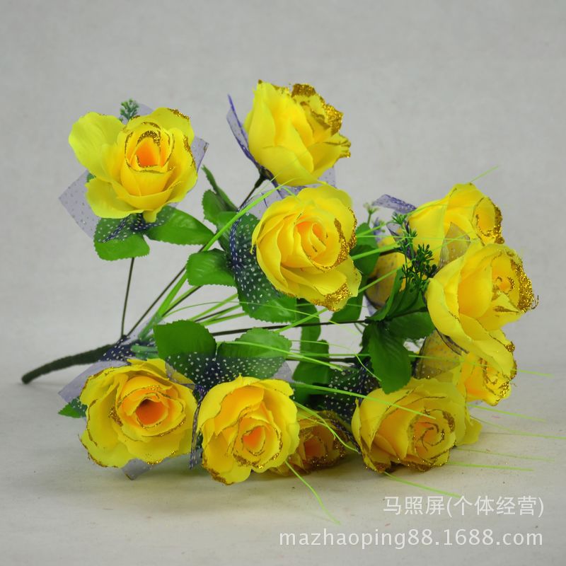 12头6色沾金孔雀玫308360