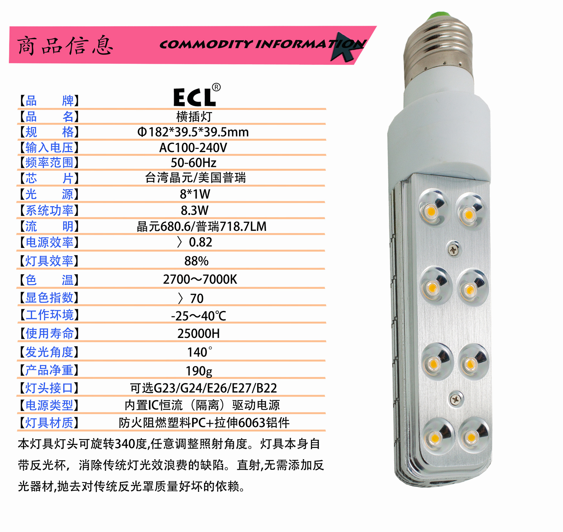 ECL-DG03-8W详细信息