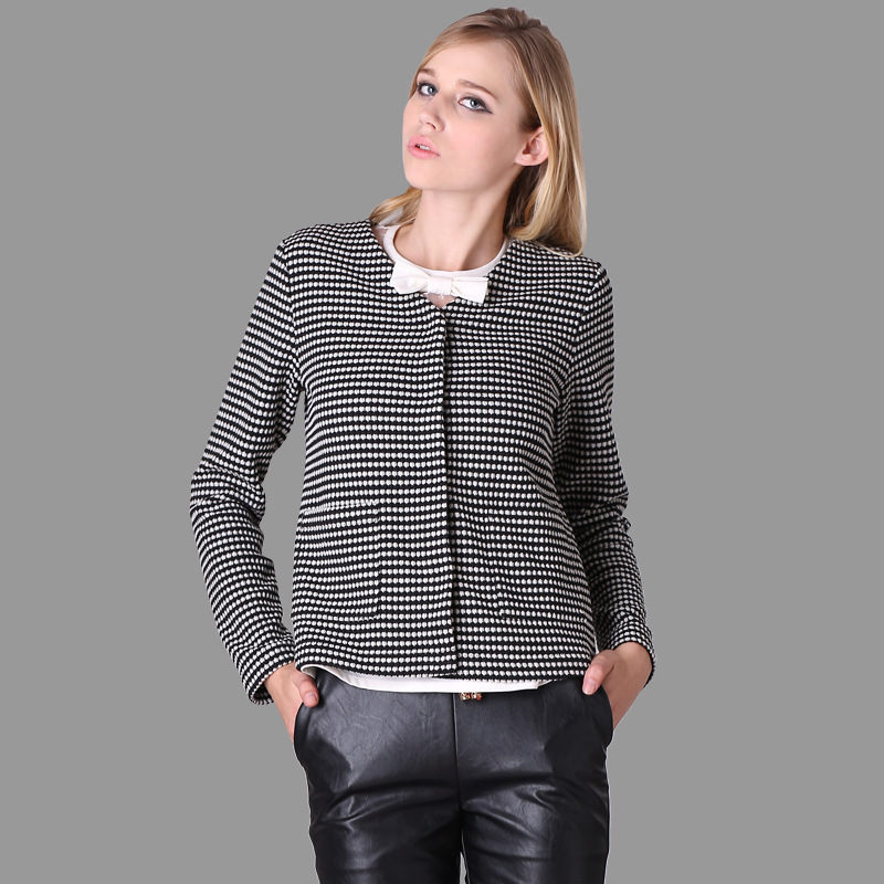 YIGELILA歐洲站2013秋冬新品 歐美正品千鳥格短款小西裝外套7143工廠,批發,進口,代購