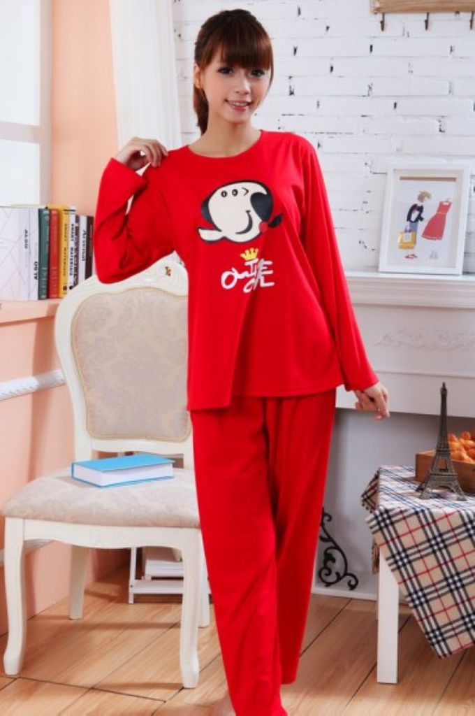 长袖针织棉喜庆温馨<em>情侣</em>套装家居服 <em>卡通款情</em>