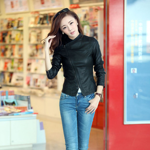 批发采购<em>女式皮衣</em>-<em>2014新款</em>女装皮衣 斜拉链机