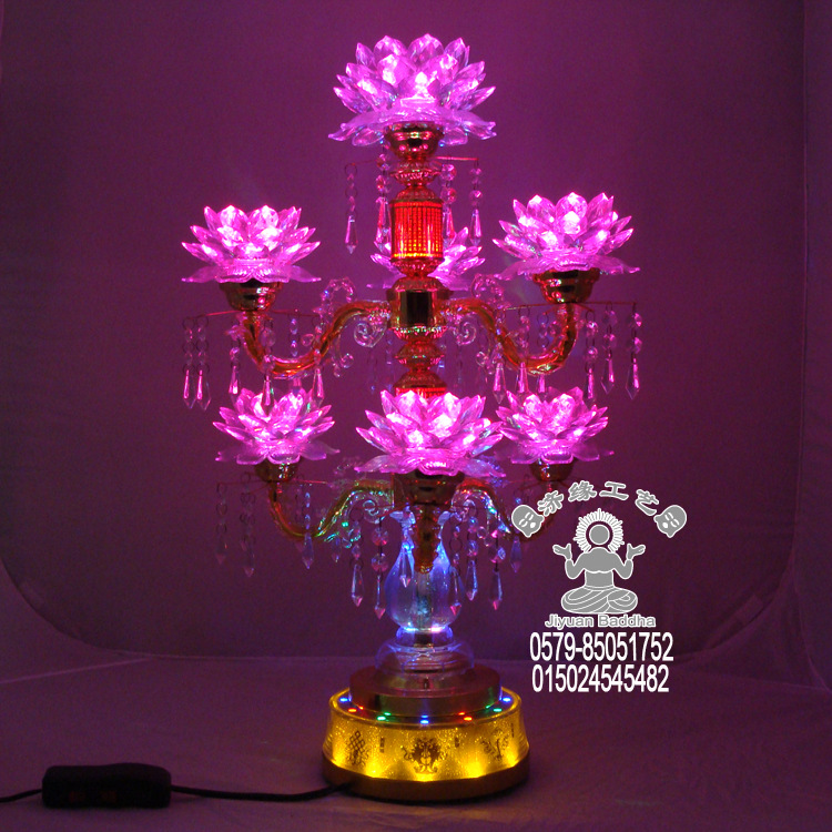 jym018节能\水晶粉红迷你佛声慈莲水晶莲花灯(led)念佛机