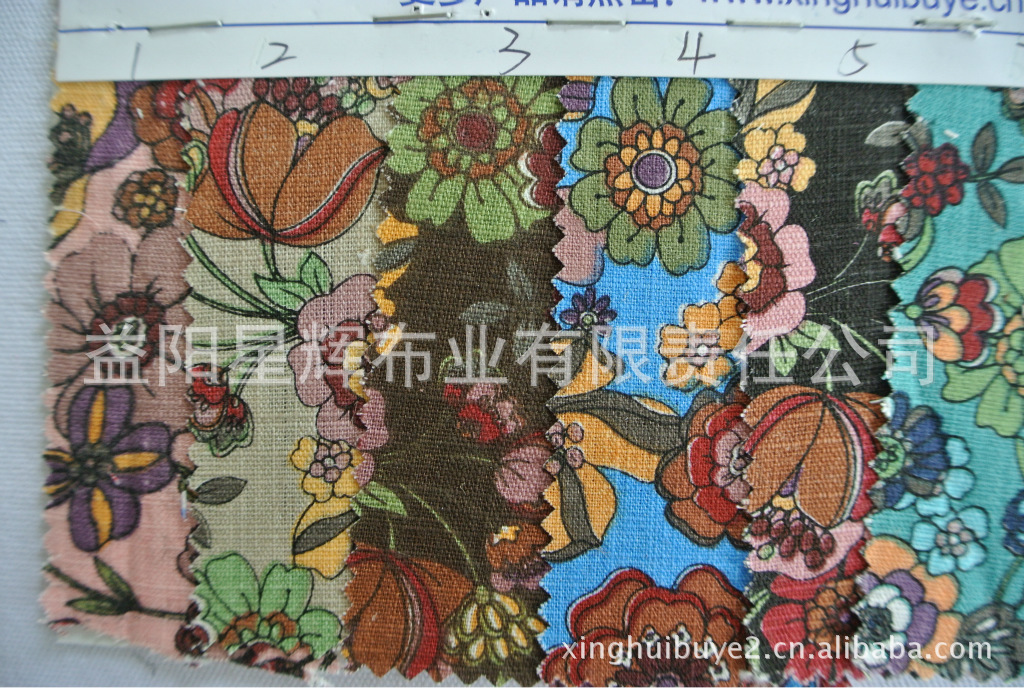 竹节麻十一色花印花麻布,GY43