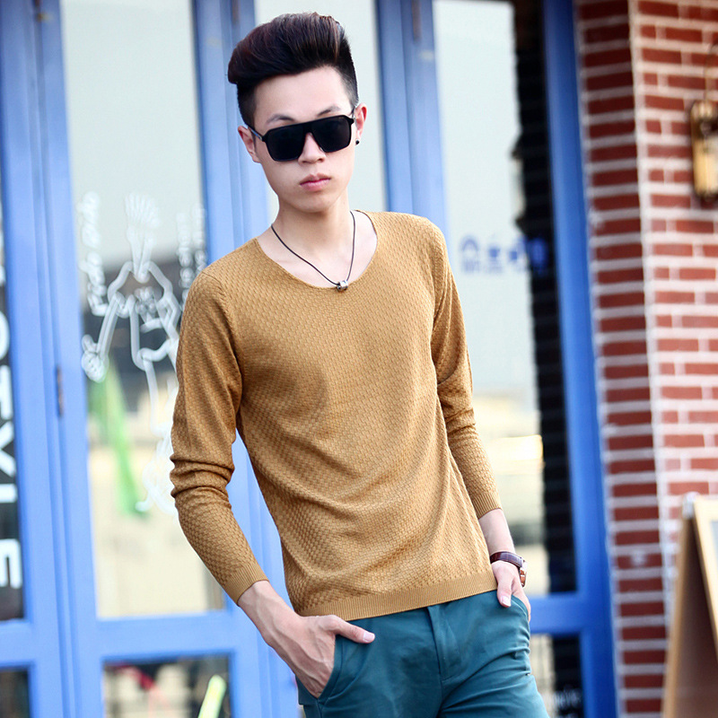2013春秋季新款修身纯色<em>时尚男士毛衣</em> 时尚针