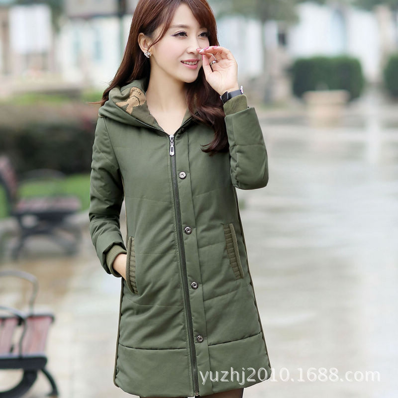 女式<em>棉服</em>2013<em>冬装</em>新款<em>韩版女装</em>中<em>长款</em>修身棉