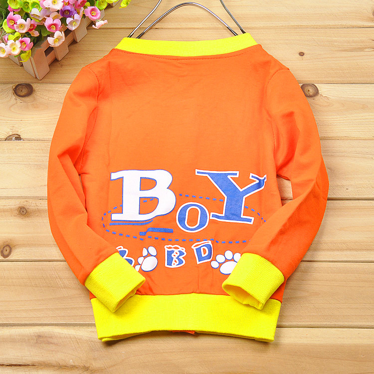 【2013新款儿童<em>开衫</em> 前面<em>英文</em>口袋小猴子V领