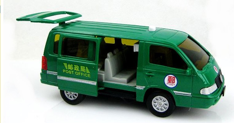 合金车模正品儿特爱合金邮政车面包车可开门回力声音儿童玩具车模