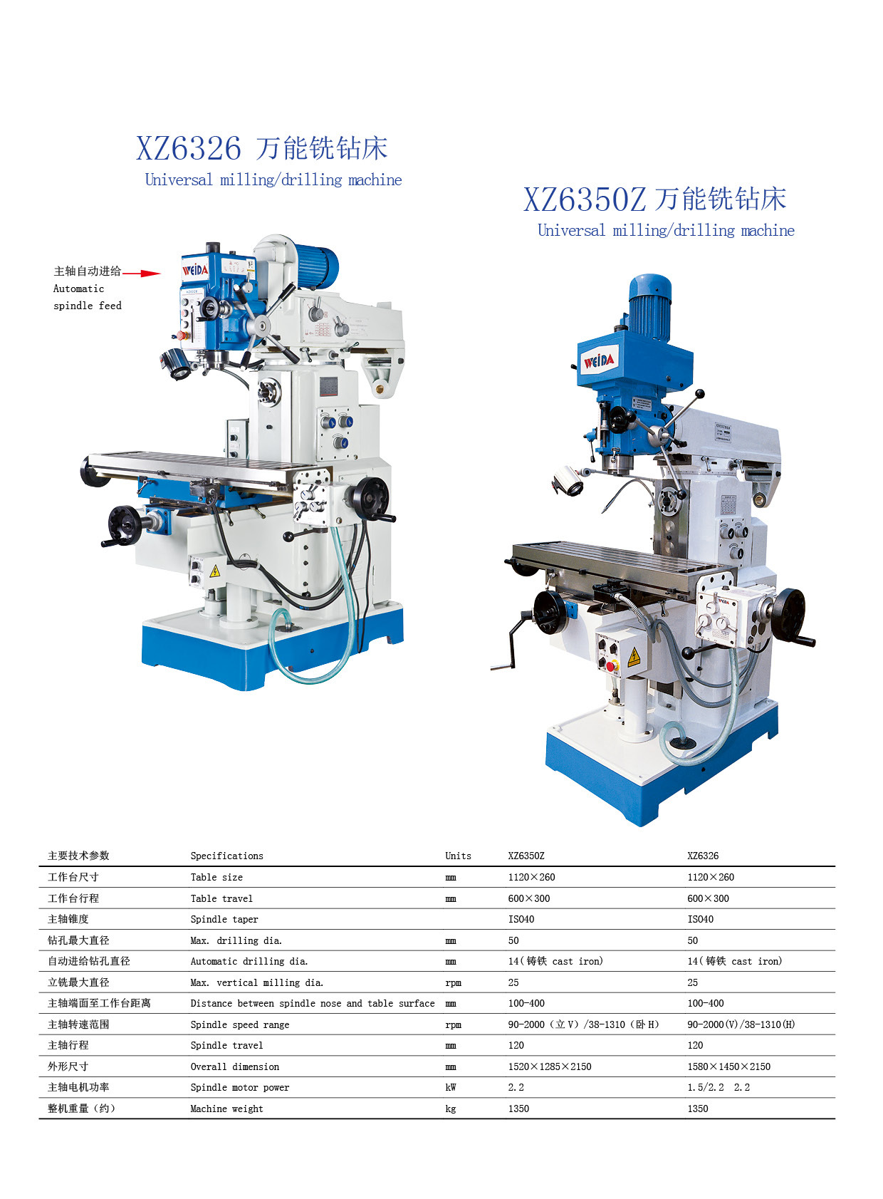 外贸爆款可数显升降台摇臂钻铣床XZ6350A