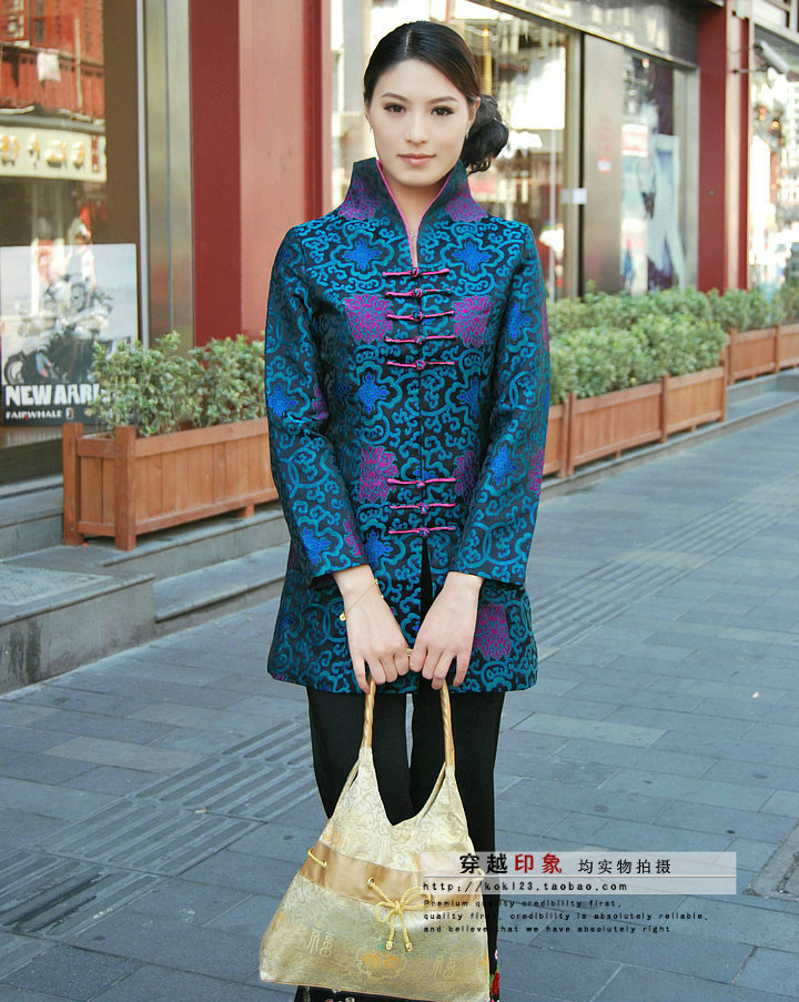 【<em>女式</em>唐装长款<em>秋装</em>长袖<em>上衣</em> <em>女式</em>织锦缎中式
