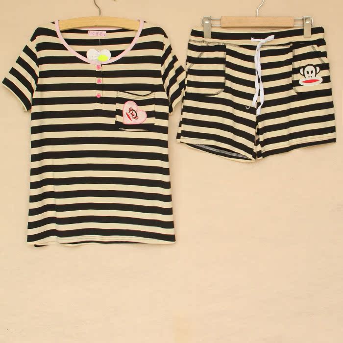 【卡通PINK<em>睡衣夏季</em>短袖<em>短裤女睡衣</em>家居服条