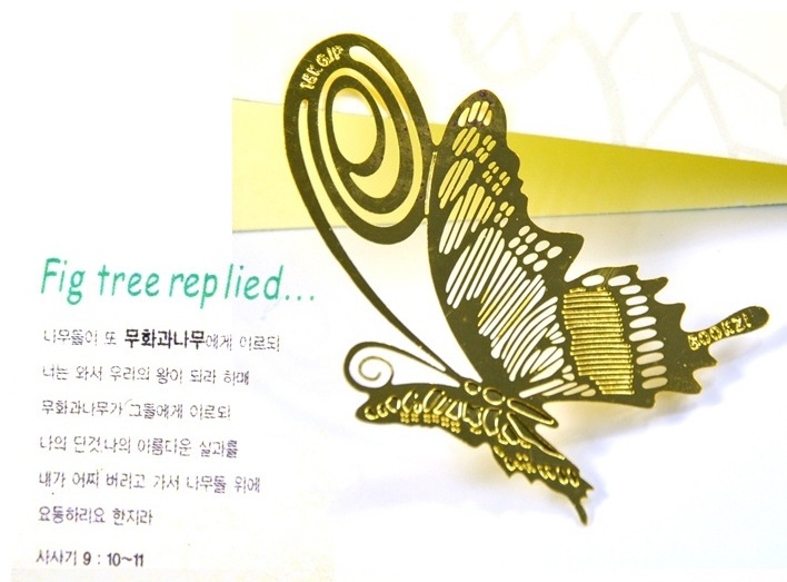 韩国bookzzicard创意18K镀金可爱书签－－蝴蝶金色,畅销
