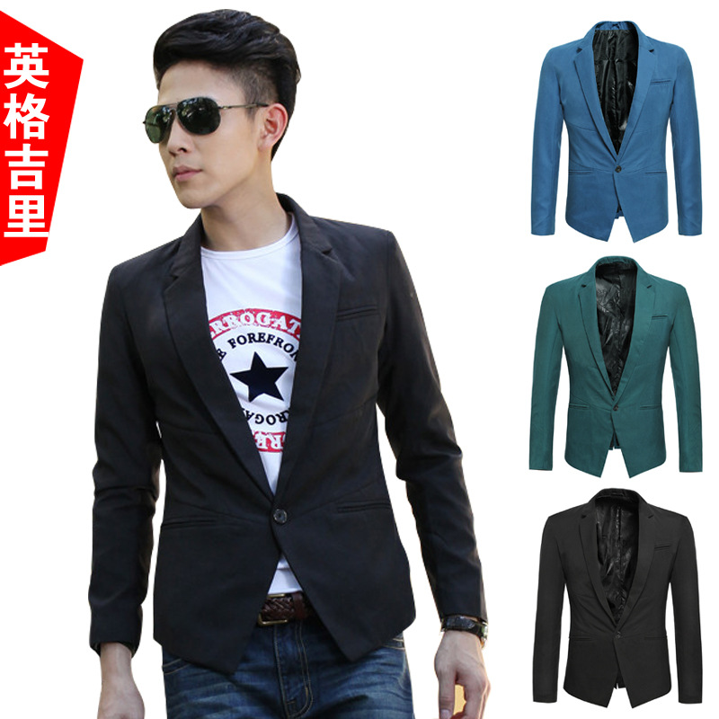 英格吉里 男士西服套装 韩版修身西装 商务休闲