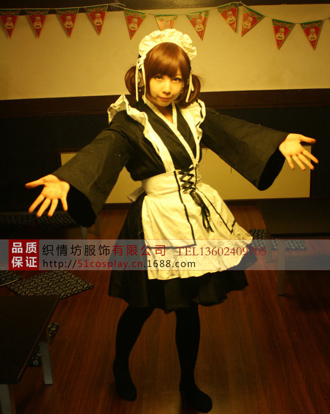 Lolita和服女僕 Cosplay動漫服裝女僕裝 黑白色女傭服 日本和服裝工廠,批發,進口,代購