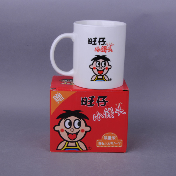 批发采购陶瓷工艺品-广告陶瓷促销杯(旺仔牛奶