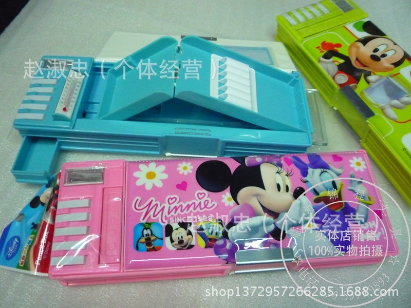 2014新款 正品disney/迪士尼 米奇卡通五功能塑料笔盒文具盒83018
