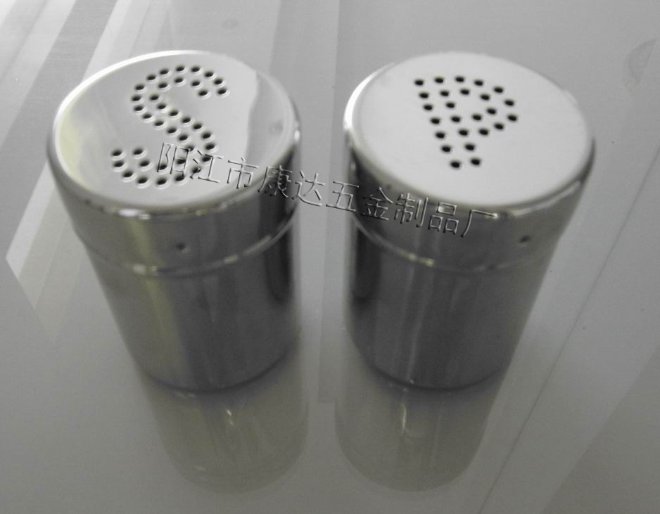 【不锈钢带手柄PS字母孔调味瓶 调料罐 胡椒盐