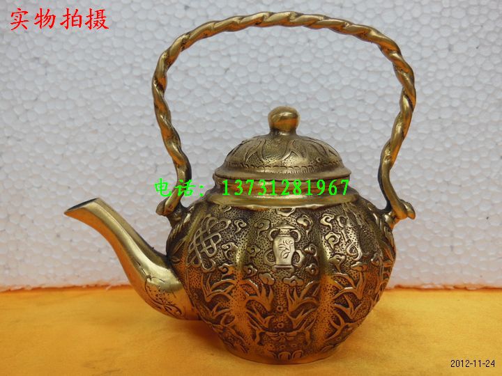 纯铜摆件 藏式铜龙壶 古玩茶壶酒壶 精工铜工艺品铜器批发图片_16