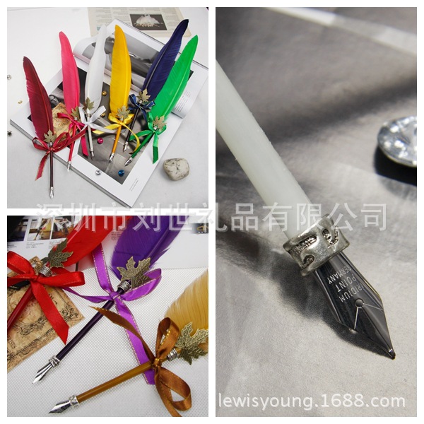 传统中世纪哈利波特羽毛笔 鹅毛蘸水笔复古高档工艺礼品文具批发