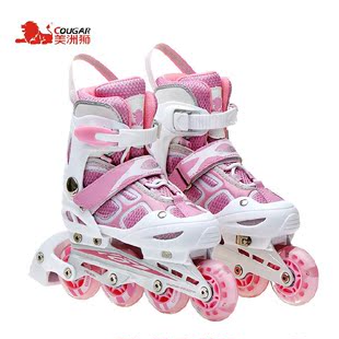 冰鞋-美洲狮溜冰鞋可调儿童女童成年成人直排