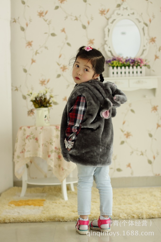 童<em>马甲</em>、背心-<em>卡通</em>大象<em>帽子</em>连体<em>马甲</em> 大象<em>儿童</em>