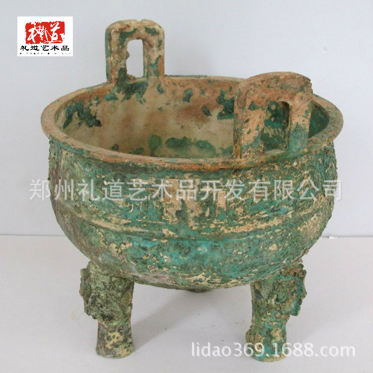 高仿青铜器干坑碳化红斑绿绣