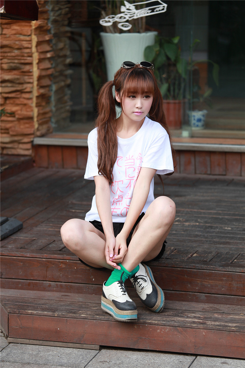 【手绘 日和台词<em>日文</em>t恤短袖 原宿软妹<em>萌妹</em>~ 白