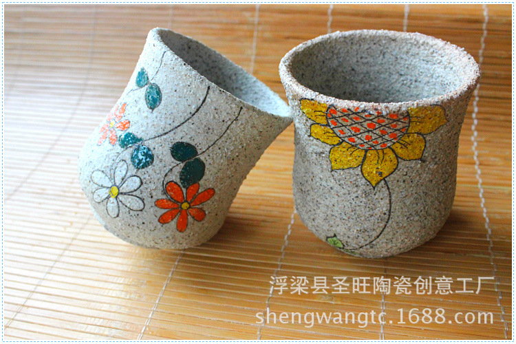 批发采购陶瓷工艺品-手工多肉盆 粗陶手绘系列