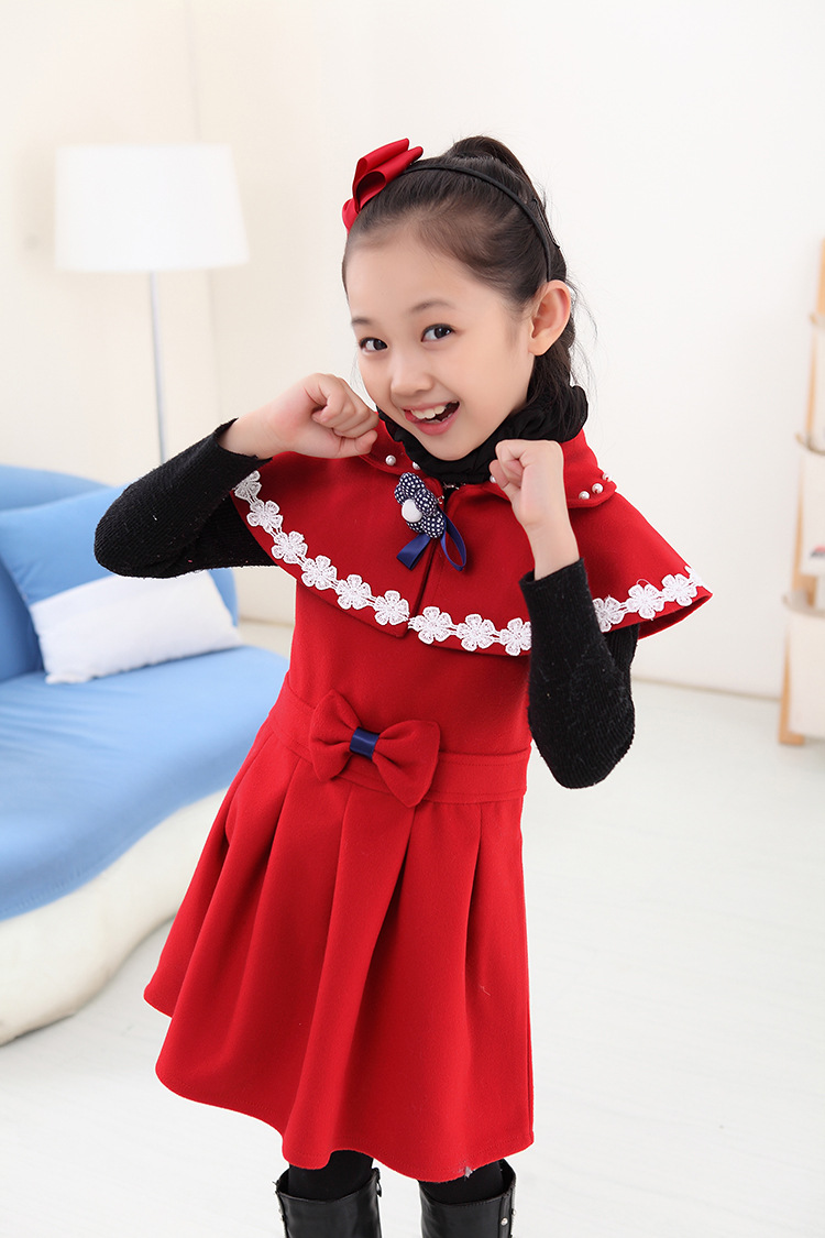 童套装-2014秋冬<em>马甲连衣裙</em>+<em>斗篷披肩</em>两件套