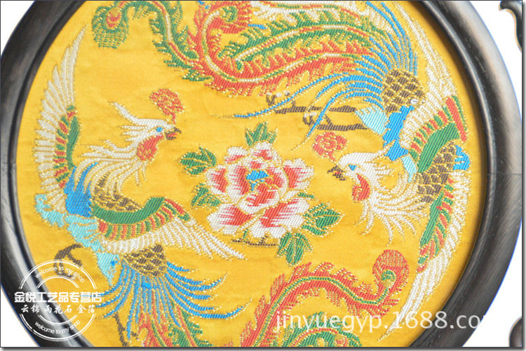 南京云锦屏风 鸡翅木镂花屏风半角 南京特色礼品招财辟邪摆件礼品图片