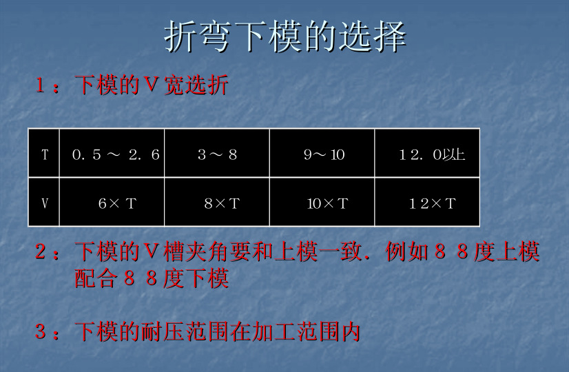 折弯下模的选择