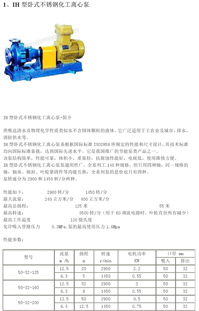 1IH型卧式不锈钢化工离心泵 (1)