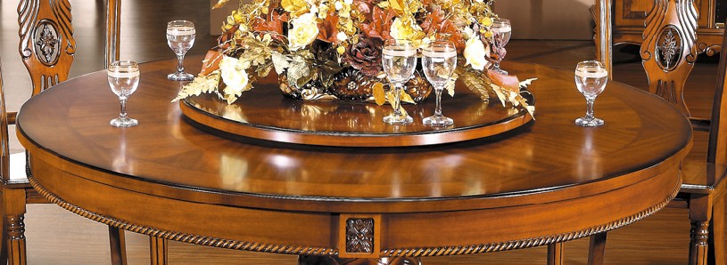 品质优越供应欧式圆餐桌圆台家具 实木雕刻餐厅餐桌椅