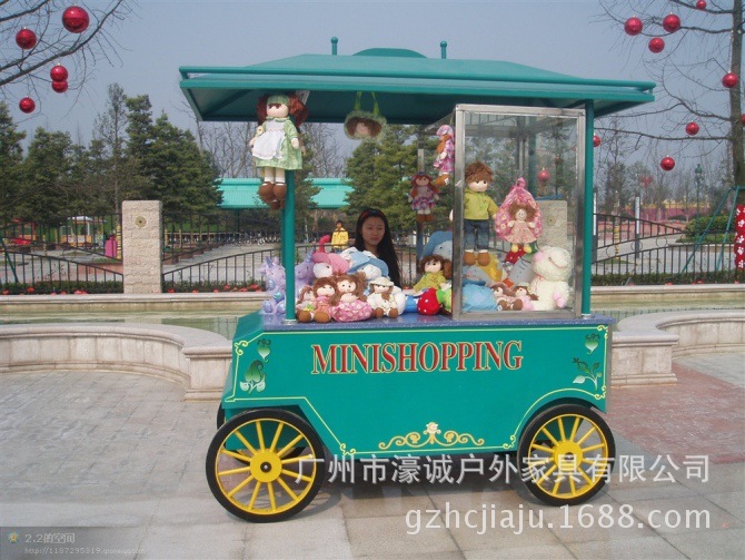 批发订制户外配套设施钢木移动售货车HC03-002