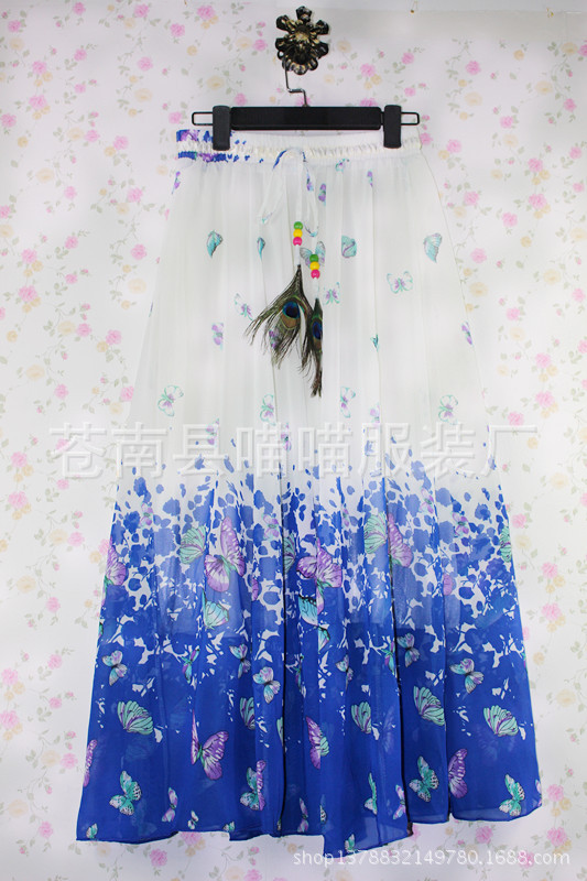 批发采购半身裙-新款韩版雪纺碎花半身长裙 拖