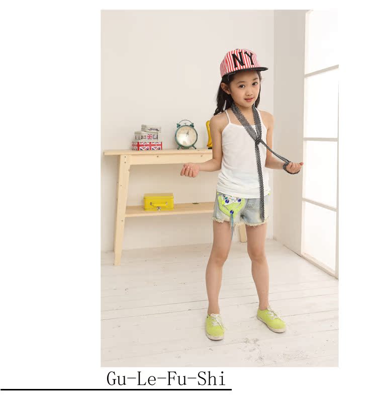 童吊带衫-谷乐 大女童2014夏装新款百搭透气超