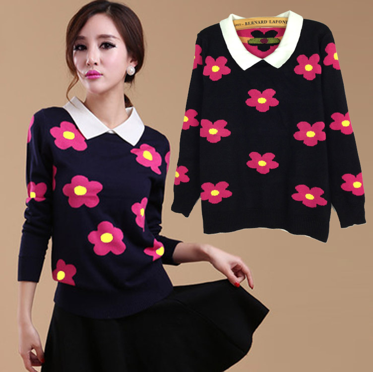 2014春装新款<em>套头</em>打底<em>毛衣女韩版</em>宽松<em>短款</em>翻