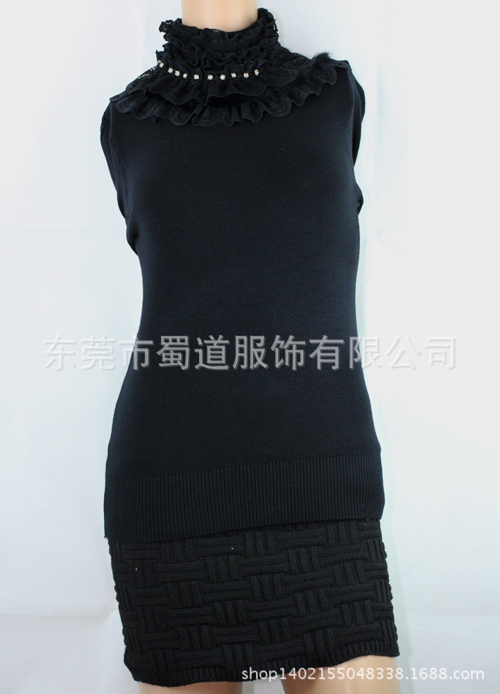 【工厂批发 秋冬保暖 蕾丝花边高领 手工兔毛边