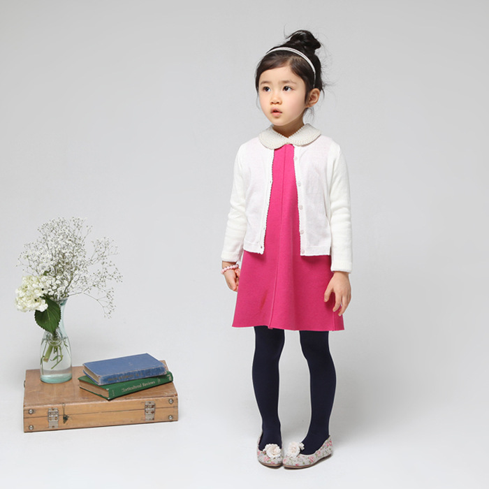 2014韩版女童春款素色薄款毛衣外套 时尚12针