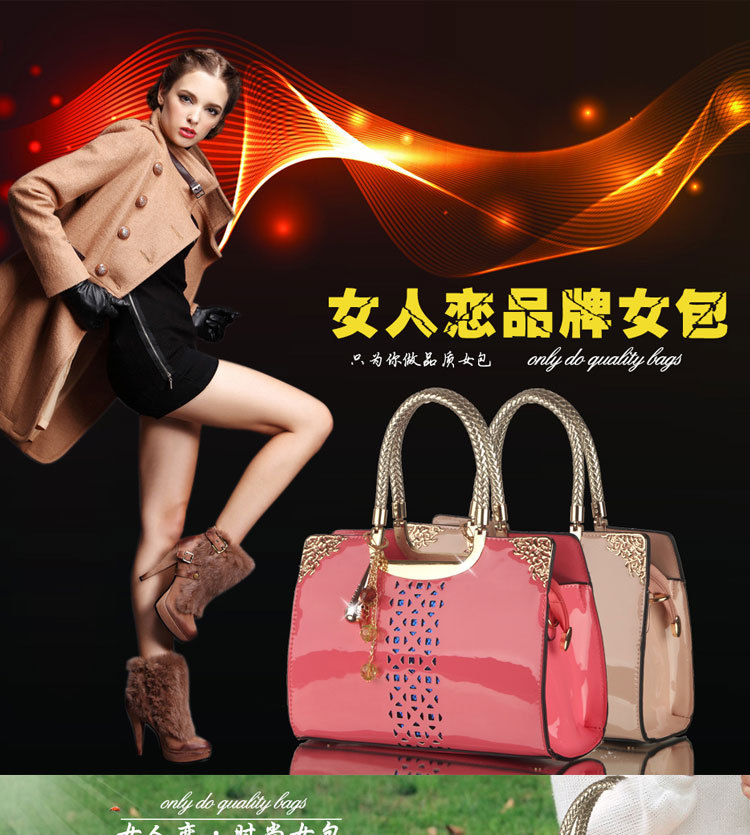 New fashion handbags patent leather handbag shoulder bag hollow package