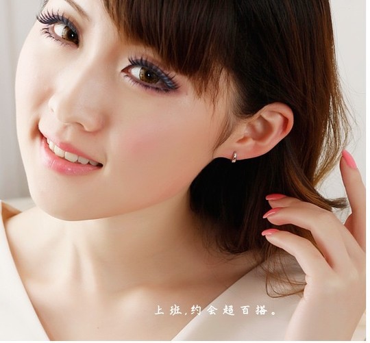 韩国可爱光面耳扣925纯银耳钉防过敏女款银耳环