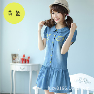 批发采购连衣裙-2014夏装新款女装 中学生短袖